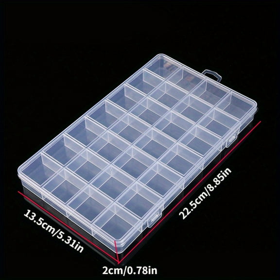 1 PCS 28-Compartment Clear Portable Organizer Box – Lightweight Storage Case for Jewelry, Beads, Crafts, Small Parts & Electronics, Durable Snap Lid