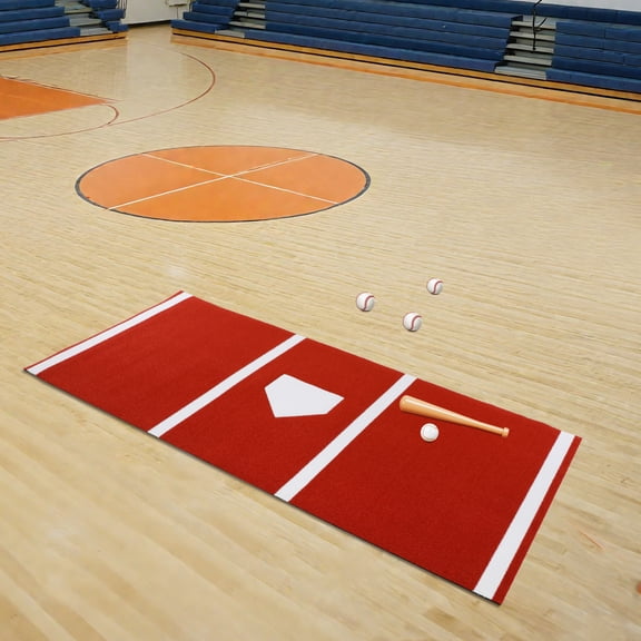 1 PCS 3*1. 5m/9. 8*4. 9ft Heavy-Duty Baseball Batting Hitting Mat, Baseball Softball Turf Training Mat, Baseball Batting Hitting Mat for Indoor and Outdoor Use(Red+ White)