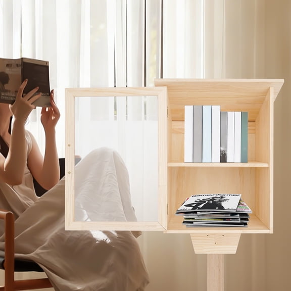 1 PCS 38*53. 3cm/15*21in Book Cabinet, Small Wooden Book Cabinet, Book Cabinet for Neighborhoods Community and Schools Sharing Books, Flyers, Newspapers