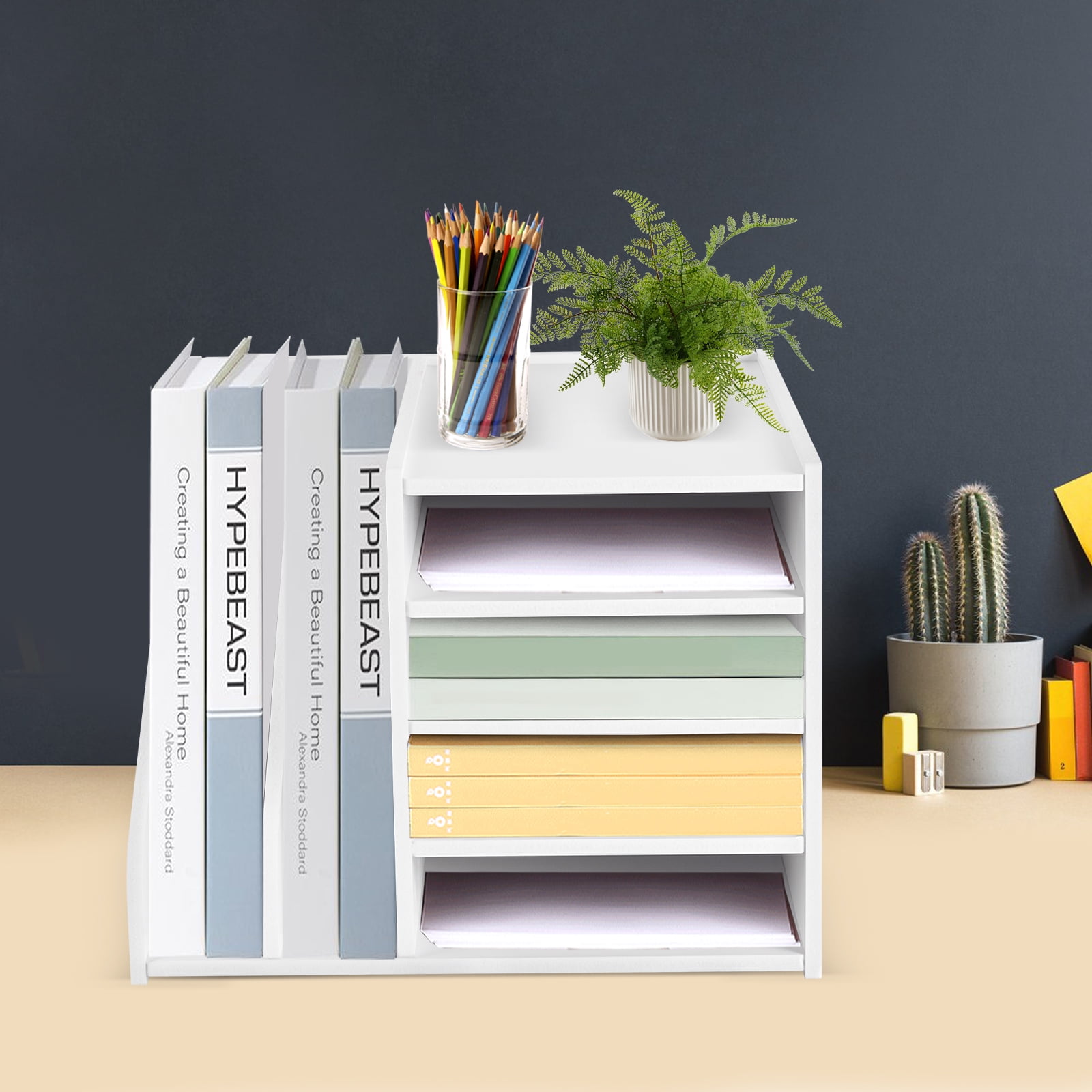 1 PCS 39*31*30cm/15. 35*12. 16*11. 81in White File Holder Organizer ...
