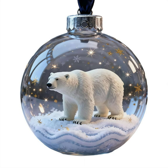1 PCS 3D Animal Christmas Ornament, Handcrafted Crystal Plastic Decoration, 2.75in Wildlife Wonders Collection, Sparkling Star Accents for Holiday Tree Décor & Gifts