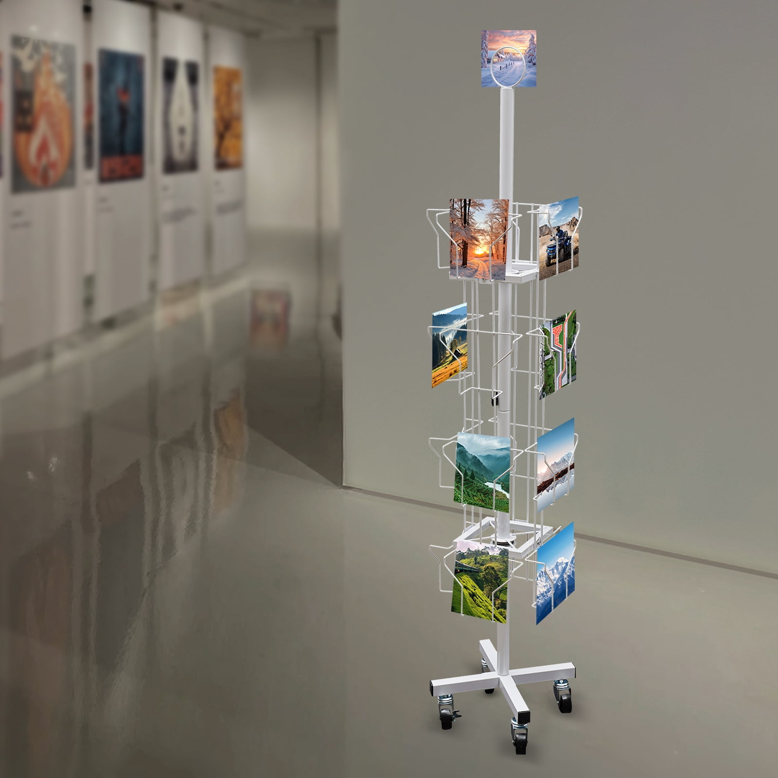 1 PCS 4 Tiers White Rotating Greeting Card Rack, Display Stand Spinning ...