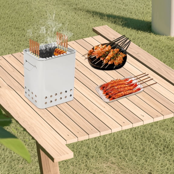 1 PCS 430 Stainless Steel Square Barbecue Hanging Grill, Stainless Steel BarbecueGrill, Portable Barbecue Grill, suitable for picnics, camping BBQs, traveling BBQs, parties BBQs, beach BBQs