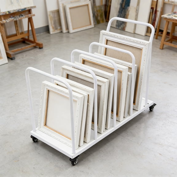 1 PCS 45. 36kg/100 lbs Load-bearing Capacity Carton Cart Stand, Heavy Duty Metal Carton Cart Stand for Home Supermarket Warehouse, Carton Stand with Wheels& Handle, White