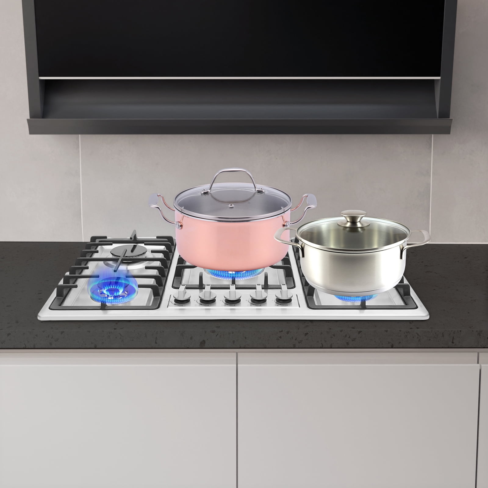 1 PCS 5 Burner Gas Stove, 5-Burner Gas Cooktop, Stainless Steel Gas Stove, used in home kitchens or commercial kitchens such as restaurants and hotels
