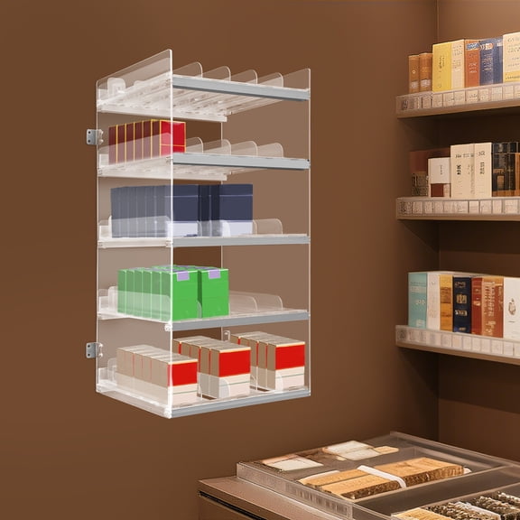 1 PCS 5 Tiers Cigarette Display Holder, Automatic Cigarette Pusher Tray for Retail Store, Clear Cigarette Display Stand Rack, Product Height(Including Cigarettes Height): 69-71cm/27.17-27.95in