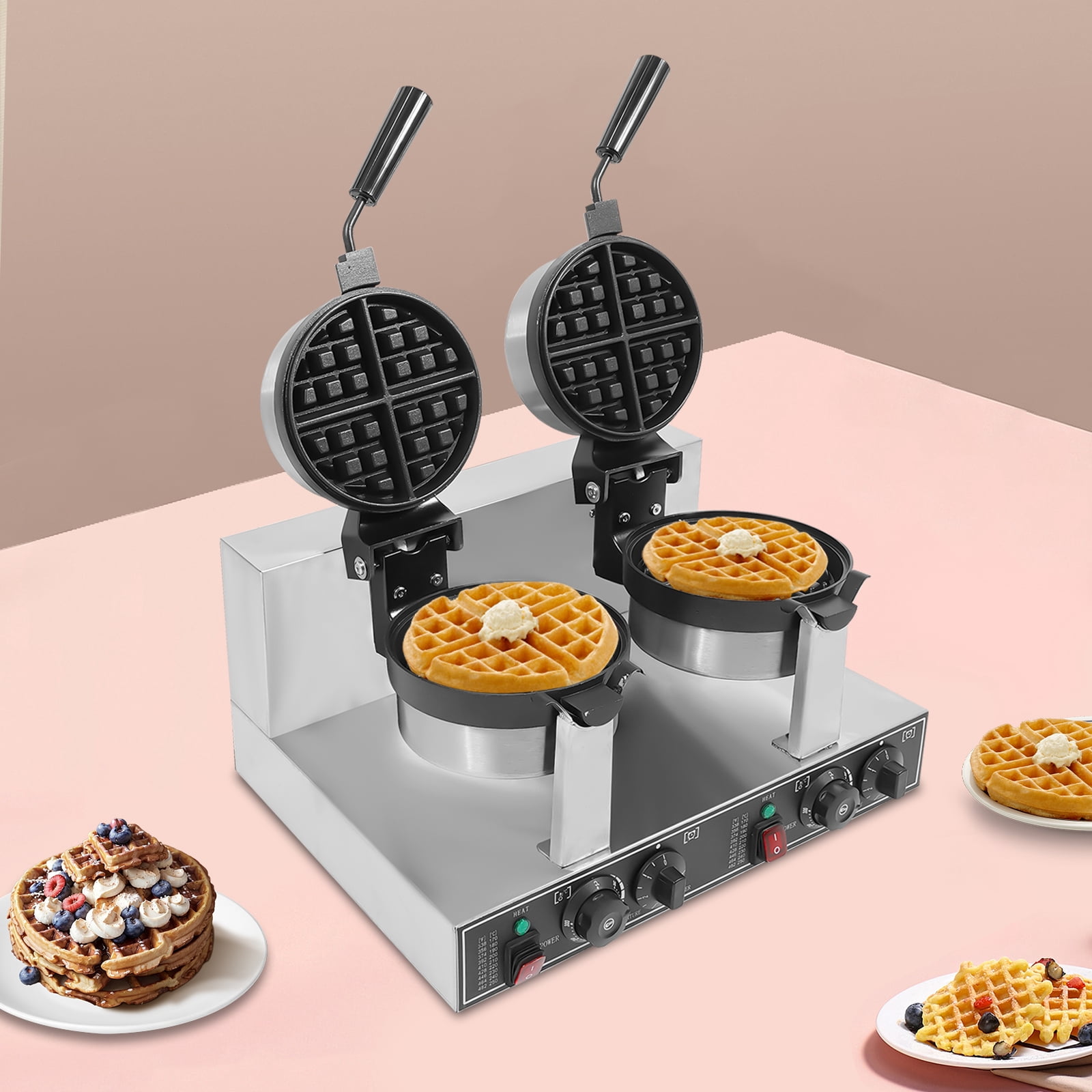 1 PCS 50*39*30cm/19.7*15.4*11.8in Waffle Maker, Waffle Making Machine, Double Head Waffle Maker Machine