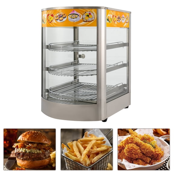 1 PCS 50L/13.21gal Commercial Food Warmer Cabinet, Countertop Warming Display Case, 3-Tier Electric Food Warming Cabinet, Voltage: 110V/60Hz, Power: 0.8KW