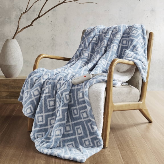 1 PCS 50x60" Dream Soft Heated Throw Blue Geo