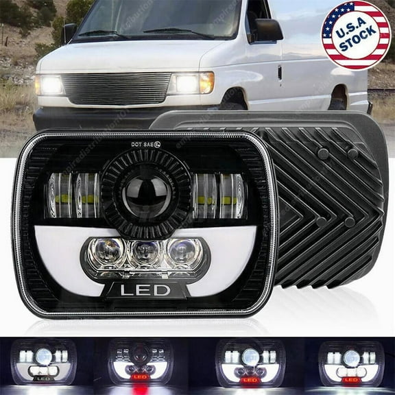 1 PCS 5x7" 7x6 LED Headlight Hi/Lo DRL Beam for Ford E-100 E-150 E-250 E-350 Econoline