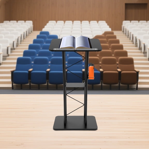 1 PCS 60*40*120cm/23.62*15.75*47.24inch Black Curved Podium, Suitable for Schools, Conference Rooms, Stages, Churches