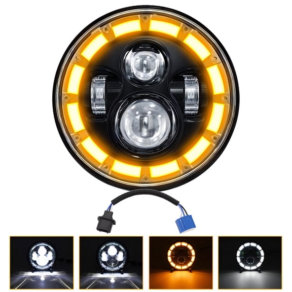 1 PCS 7 Inch LED Headlight, Round Headlamp With High Low Beam DRL Turn Signal Replacement For Chevy