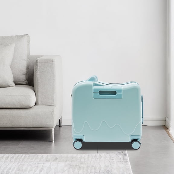 1 PCS 8" Sky Blue Ride-On Suitcase, Luggage Case, Rolling Luggage With Lock