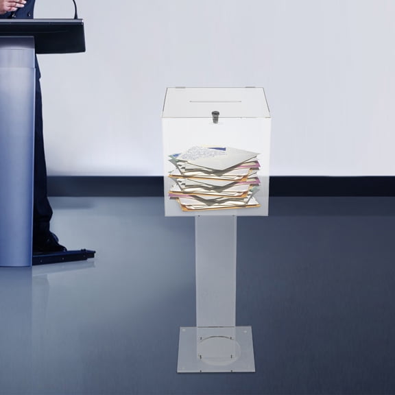 1 PCS Acrylic Suggestion Box, Acrylic Donation Box, Clear Box for Donation& Ballot, 30.5*30.5*86.87cm/12*12*34.2in