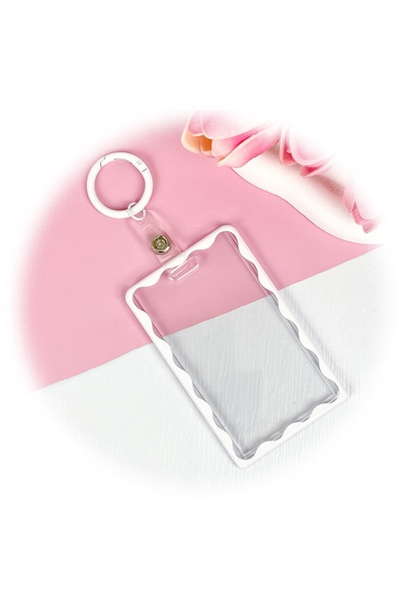 1 PCS Acrylic Transparent Colorful Wave Card Holder Keychain with Pendant Multiple Options