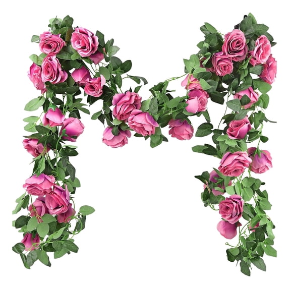 1 PCS Artificial Flower Garland, Fake Rose Vine Artificial Flowers Green&Blue Hanging Roses for Wedding Arch Party Garden Craft Home Decor 6.6FT