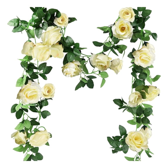 1 PCS Artificial Flower Garland, Fake Rose Vine Artificial Flowers Green&Blue Hanging Roses for Wedding Arch Party Garden Craft Home Decor 6.6FT