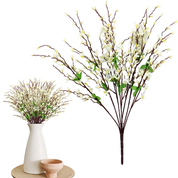 1 PCS Artificial Silk forsythia Flower Branches Artificial Flowers Yellow Silk forsythia Flowers with Stems Fake Jasmine Spring Summer Flowers Orchids for Wedding Floral Arrangement Party Table Decor
