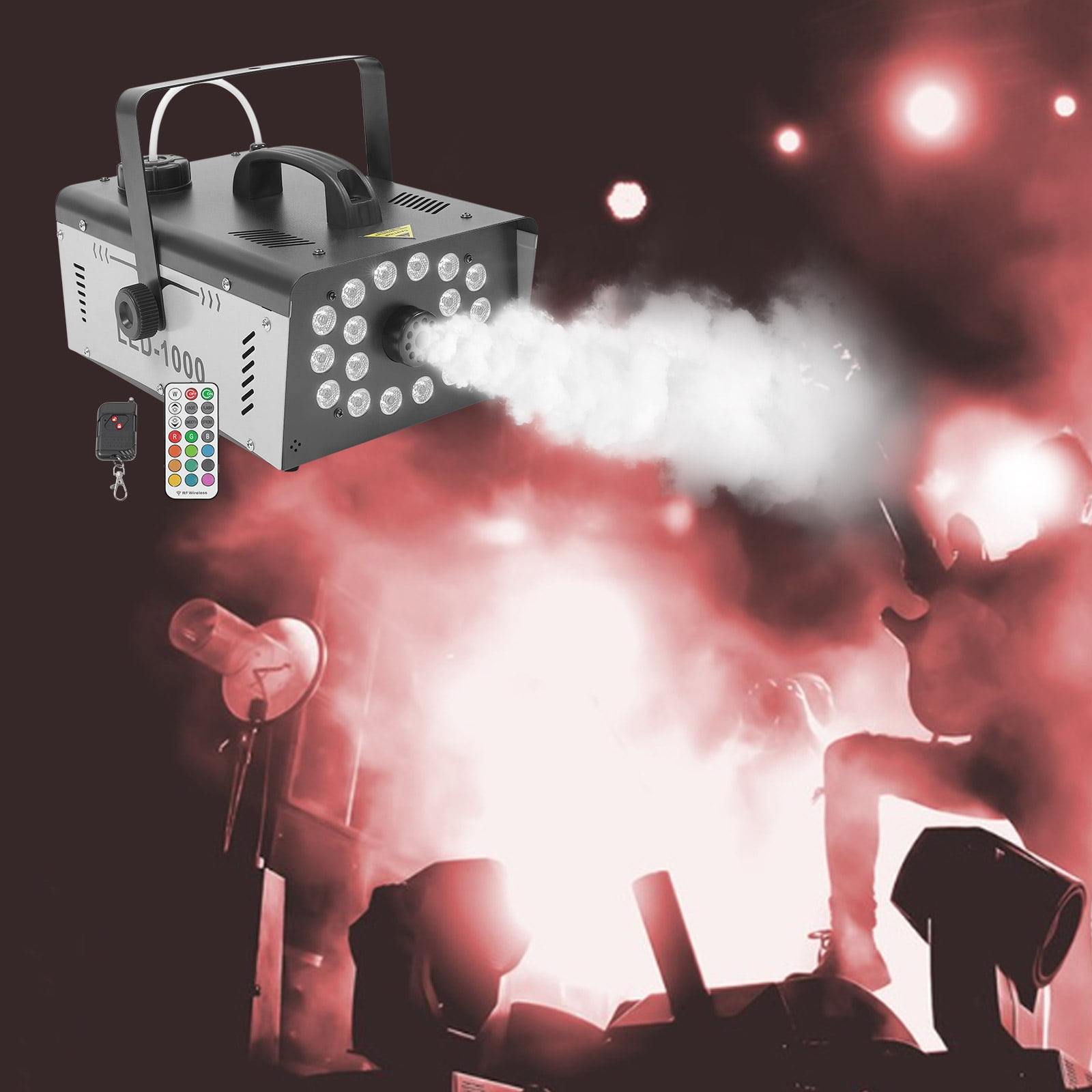 1 PCS Black 1000W Smoke Machine, LED Fog Machine, Party Smoke Machine, Tank Capacity: 1L/0.26gal, Product Size: 32*20*13cm/12.59*7.87*5.11inch