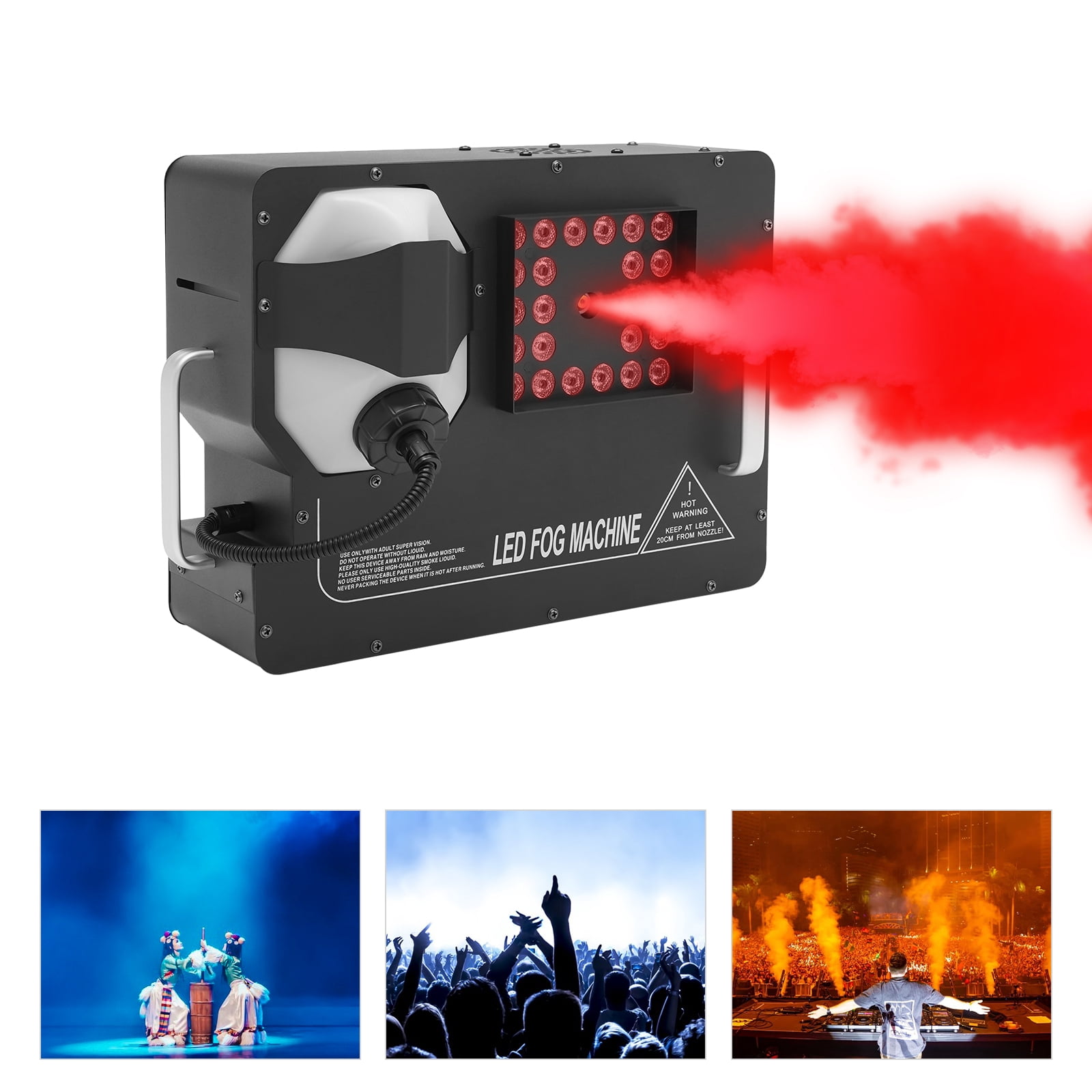 1 PCS Black 1500W Smoke Fog LED RGB DMX Vertical Spray Stage Light Fogger Effects Machine(Model), Product Size:  42*32*24cm/16.54*12.6*9.45 in