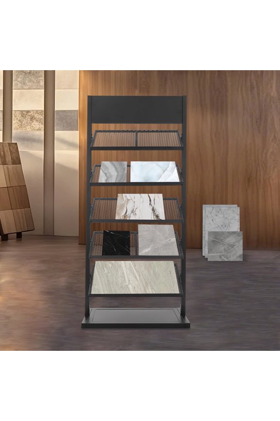 1 PCS Black 5-tier Ceramic Sample Display Rack, Ceramic Sample Display Rack, Floor Porcelain Display Stand Rack, Total Load-bearing Capacity: 50-100kg/110.23-220.46lbs