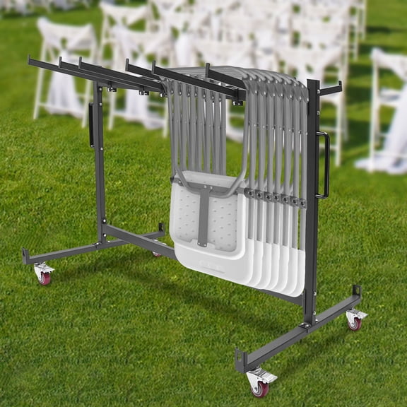 1 PCS Black 85.98*182.98*114cm/33.85*72.04*44.88in Folding Table Cart, Folding Table Trolleys, Table Cart, 42pcs Folding Tables Capacity