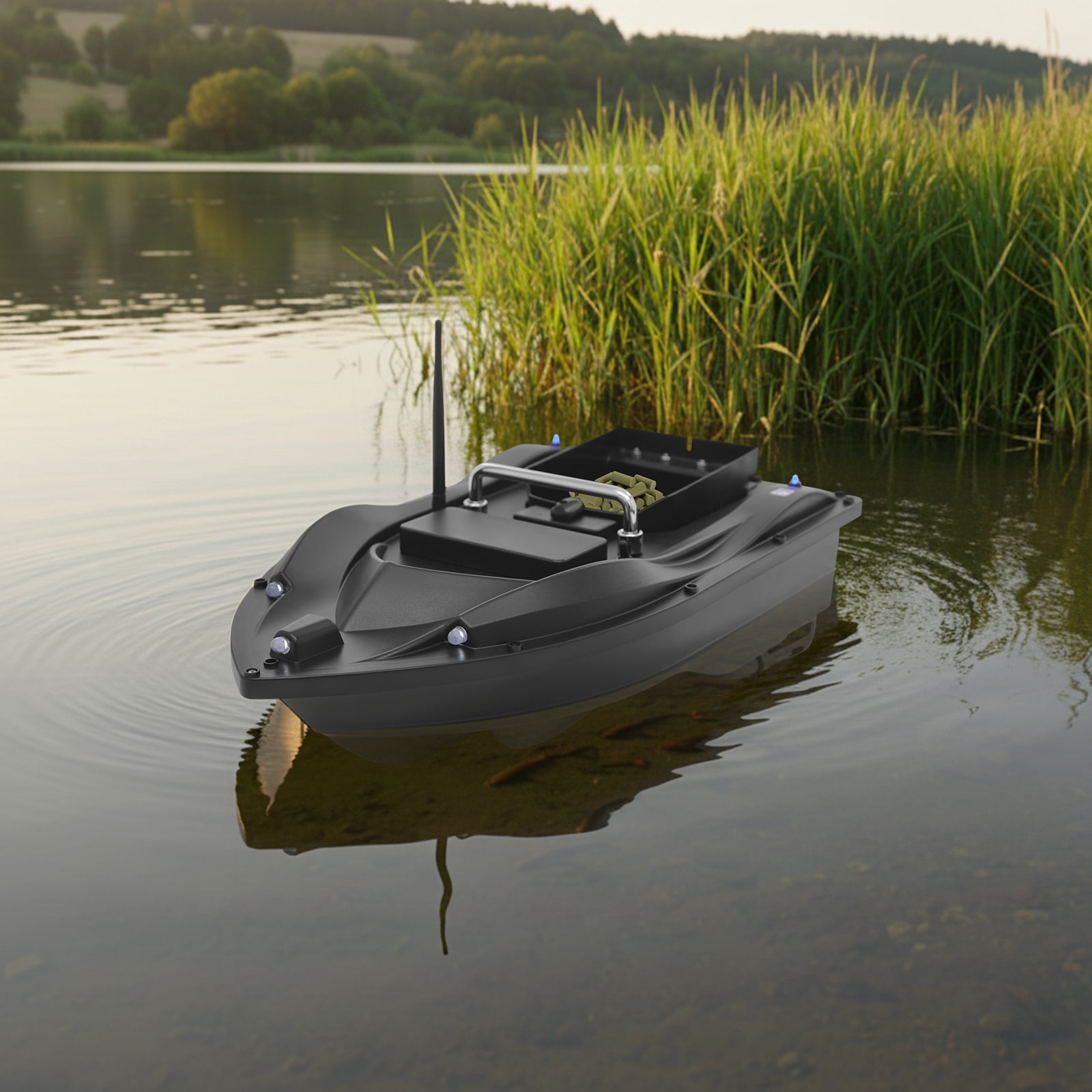 1 PCS Black Fishing Bait Boat, Bait Boat with Remote Control, Fishing Bait Boat with GPS, Load Bearing Capacity: 2kg/4.4lbs