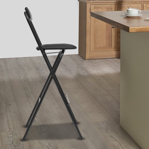 1 PCS Black Foldable Bar Chair, Tall Folding Chair, Portable Folding Stool, Max. Load Capacity: 125kg/275.58lbs, 42*48*105cm/16.54*18.9*41.34in