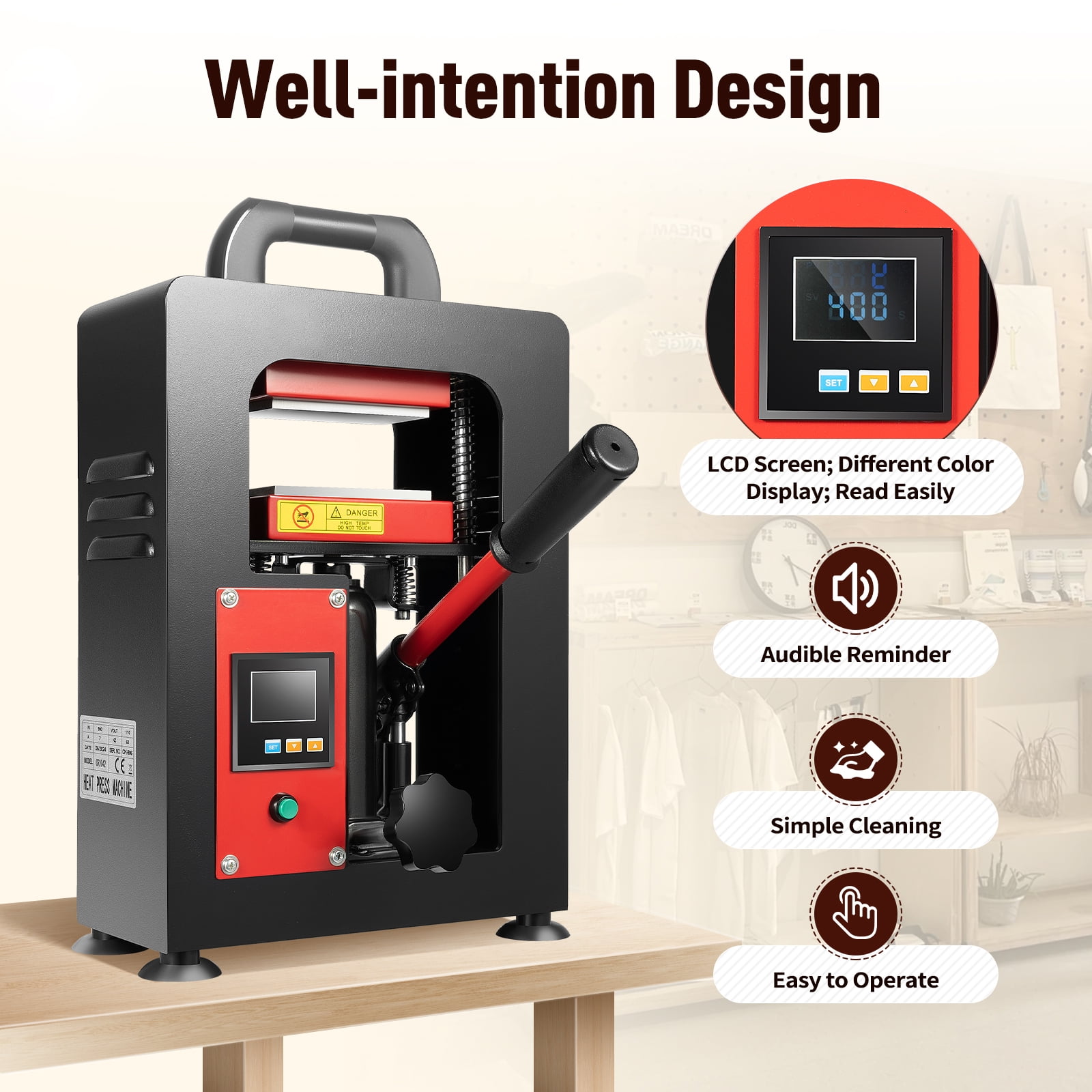 1 PCS Black Hydraulic Heat Press Machine, Used for Bonding, Extracting Vegetable Oils, Stamping Patterns on Clothes or Bags
