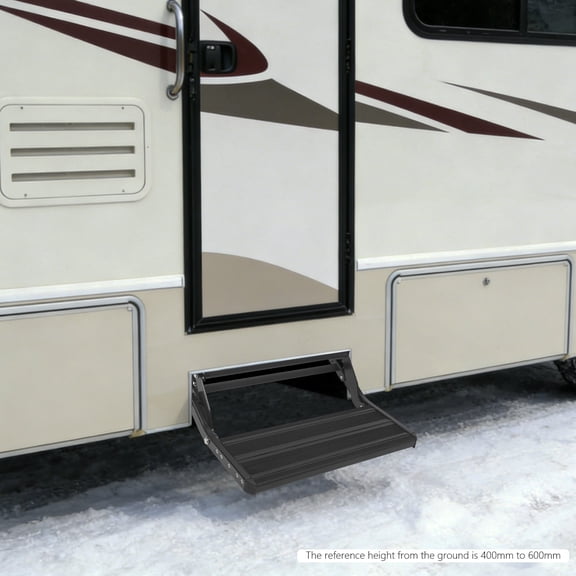 1 PCS Black RV Step, Folding Manual Drop Down Step, Single-level Caravan/Trailer Step, 200kg/440.92lbs  Load-bearing Capacity