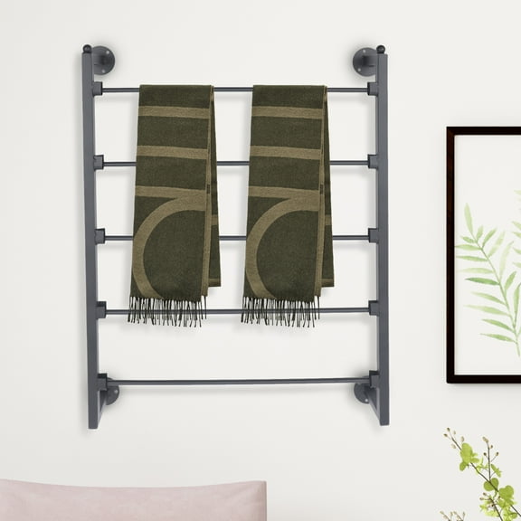 1 PCS Black Scarf Display Rack, 5 Tiers Wall Mounted Scarf Rack, Black Scarf Display Rack