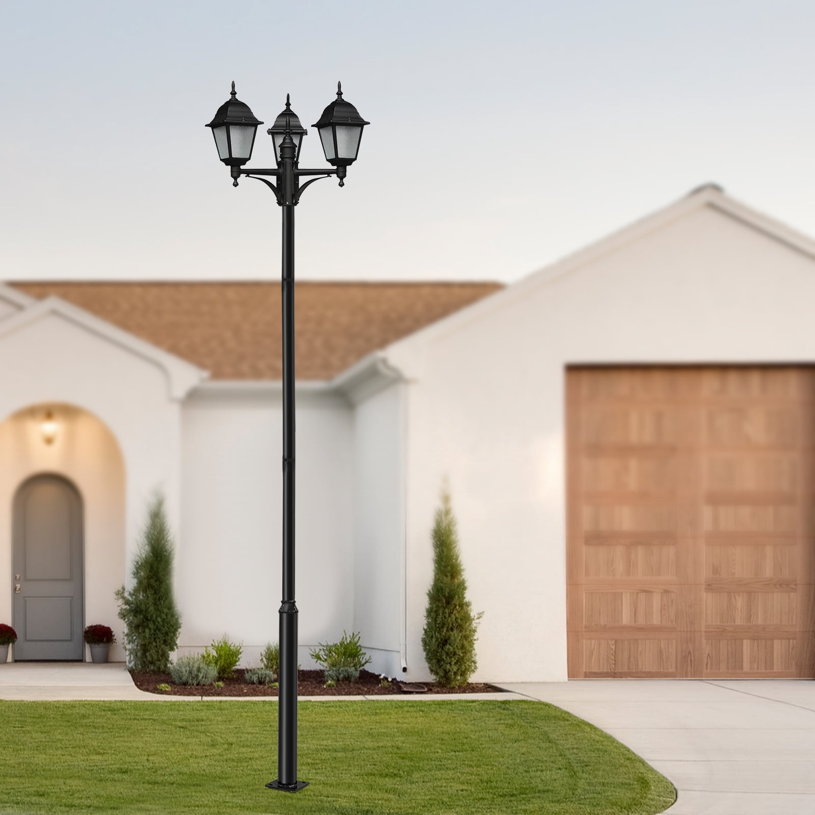 1 PCS Black Street Light Pole, Split Street Lamp Post for Outdoor Street, About 100kg/220.46lbs Load-bearing Capacity
