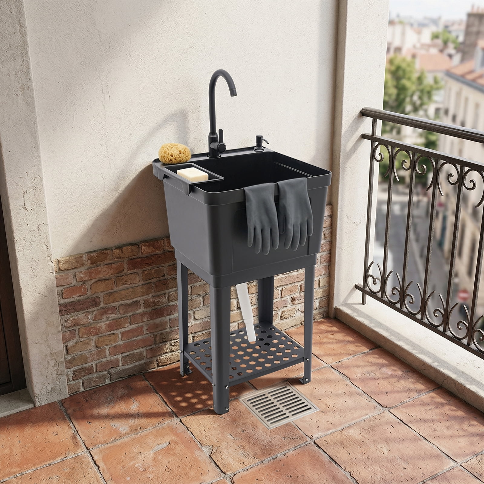 1 PCS Black50*48*84cm/19.69*18.9*33.07in  Laundry Sink, Utility Sink, Freestanding Sink