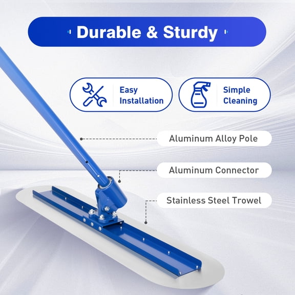 1 PCS Blue Concrete Pavement Leveling Push-pull Large Trowel(Pole+ Plate), Modern Style, Aluminum Alloy, Stainless Steel, Aluminum Material