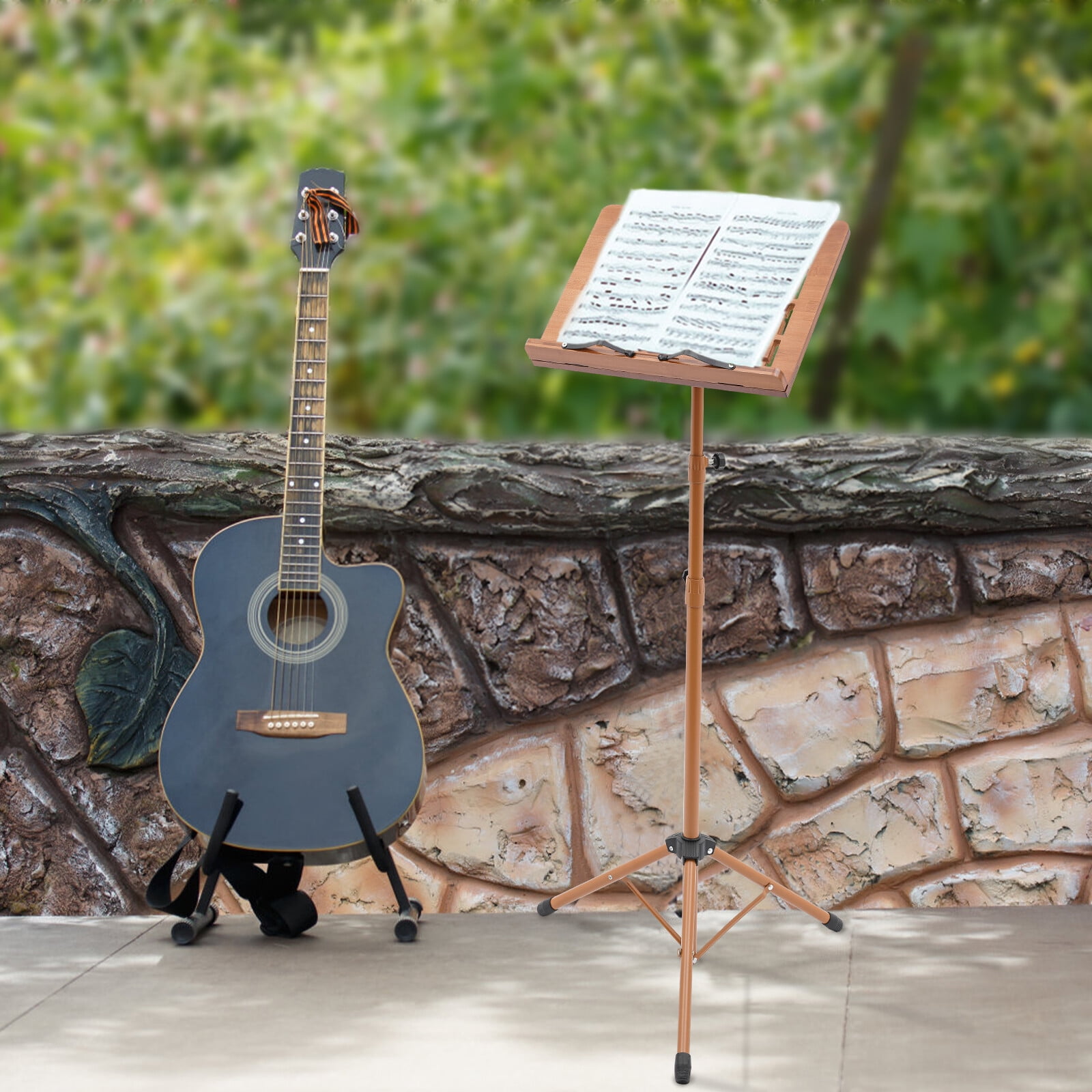 1 PCS Brown Music Stand, Professional Music Stand, Portable Music Stand, Adjustable Height: 70-180cm/27.56-70.87in