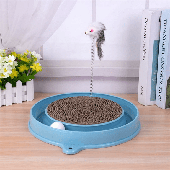 1 PCS Coastal Pet Turbo Scratcher Cat Toy - Cardboard Cat Scratcher Pad with Cat Toy Ball Track and Catnip (Blue)