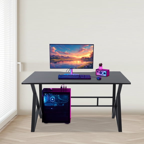 1 PCS  Dark Grey  K-shaped Computer Desk, Home Office Writing Desk, Ergonomic Student Writing Desk Gaming Desk, Suitable For Home Or Small Office Use