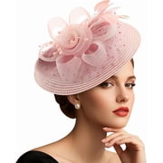 1 PCS Delicate Floral Feather Fascinator Hat with Bead Accents, Great for Church, Bridal Showers and Everyday Elegant Wear