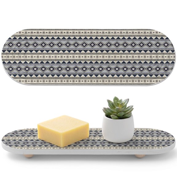 1 PCS Diamond Strips Water Absorbent Diatomite Coasters Abstract Rustic Vintage Boho Gray Black Farmhouse Non-silp Diatomite Stone Sink Tray with Grooved Design for Bathroom Kitchen Counter 12x4in