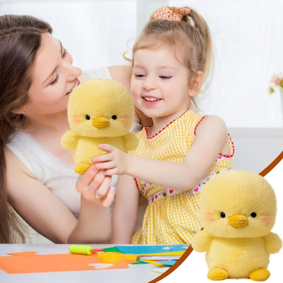 1 PCS Easter Fluffy Chicks, Yellow Fluffy Chenille Chicks Realistic Plush Chick Fur Stuffed Animal for Kids DIY Home Decorations Party Favors Gift Bag Filler