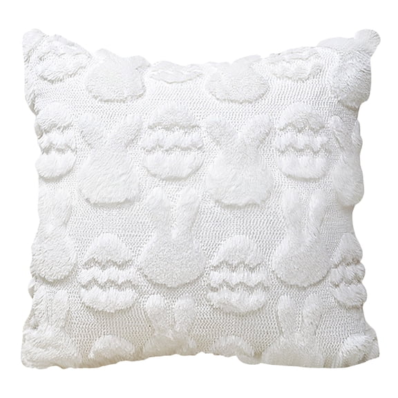 1 PCS Easter Throw Pillow Covers 18x18, White Rabbit Bunny Cute Decorative Pillow Cases Soft Plush Fur Wool Couch Cushion Case for Couch Bed Sofa Living Room Home Decor