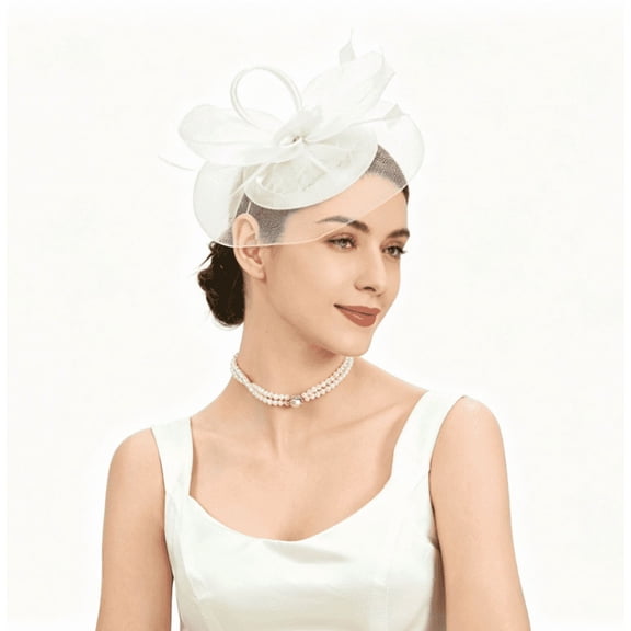 1 PCS Elegant Mesh Fascinator Hat with Veil Accent, Ideal for Weddings, Bridal Events and Formal Occasions