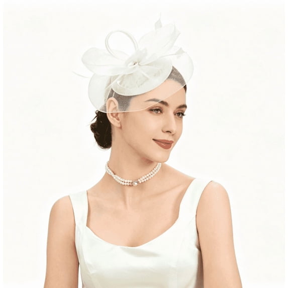 1 PCS Elegant Mesh Fascinator Hat with Veil Accent, Ideal for Weddings, Bridal Events and Formal Occasions