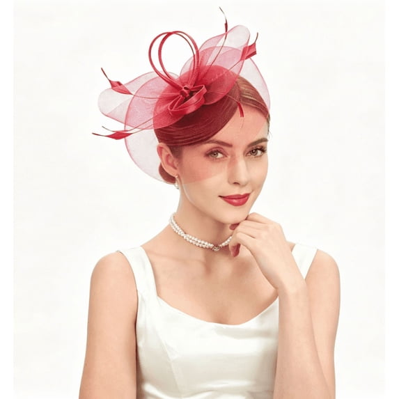1 PCS Elegant Mesh Fascinator Hat with Veil Accent, Ideal for Weddings, Bridal Events and Formal Occasions