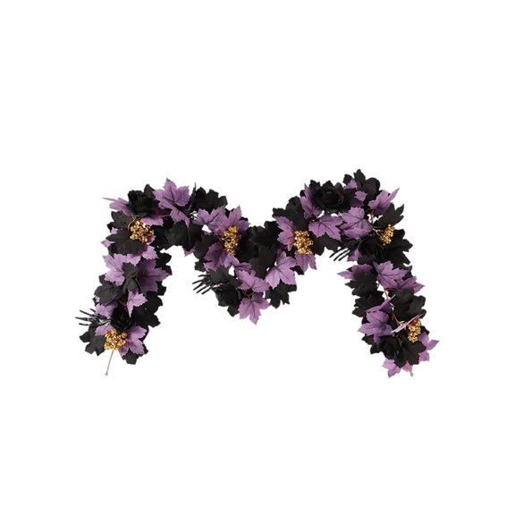 1 PCS Faux Maple Vine, Halloween Decorative Layout, Suitable for Home, Kitchen, Window, Staircase, Dining Table Decoration Vine (Purple, 71 Inches)
