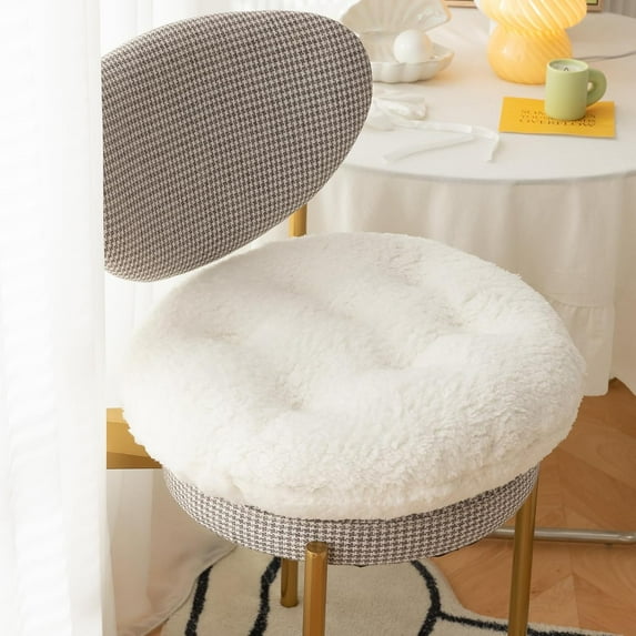 1 PCS Fleece Chair Cushion Soft Warm Fuzzy Plush Chair Pads Washable Stool Cushion for Indoor Dining Room and Kitchen Chairs