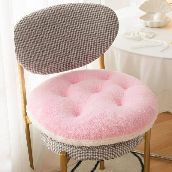 1 PCS Fleece Chair Cushion Soft Warm Fuzzy Plush Chair Pads Washable Stool Cushion for Indoor Dining Room and Kitchen Chairs