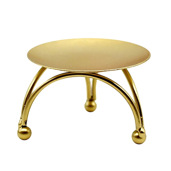 1 PCS Gold Round Metal Candle Holder with Base Plate, Mini Decorative Candle Stand for Taper or LED Candles, Elegant Table Decor for Wedding Celebrations, Parties, and Home Dining Settings