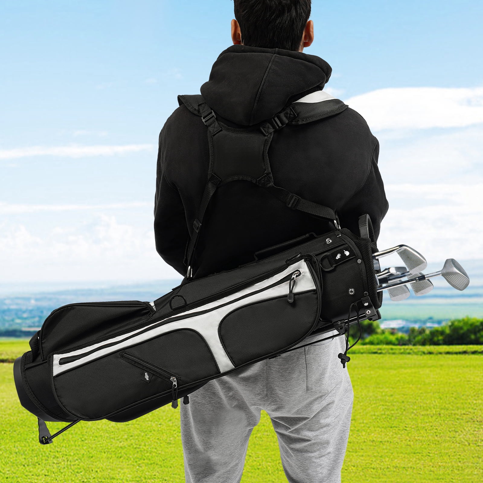 1 PCS Golf Stand Bag, Portable Golf Stand Bag, Golf Stand Bag with Shoulder Strap for most juniors and adults and can accommodate most sizes of golf clubs, Bag Size(W*H): 16.5*91.5cm/6.49*36.02in