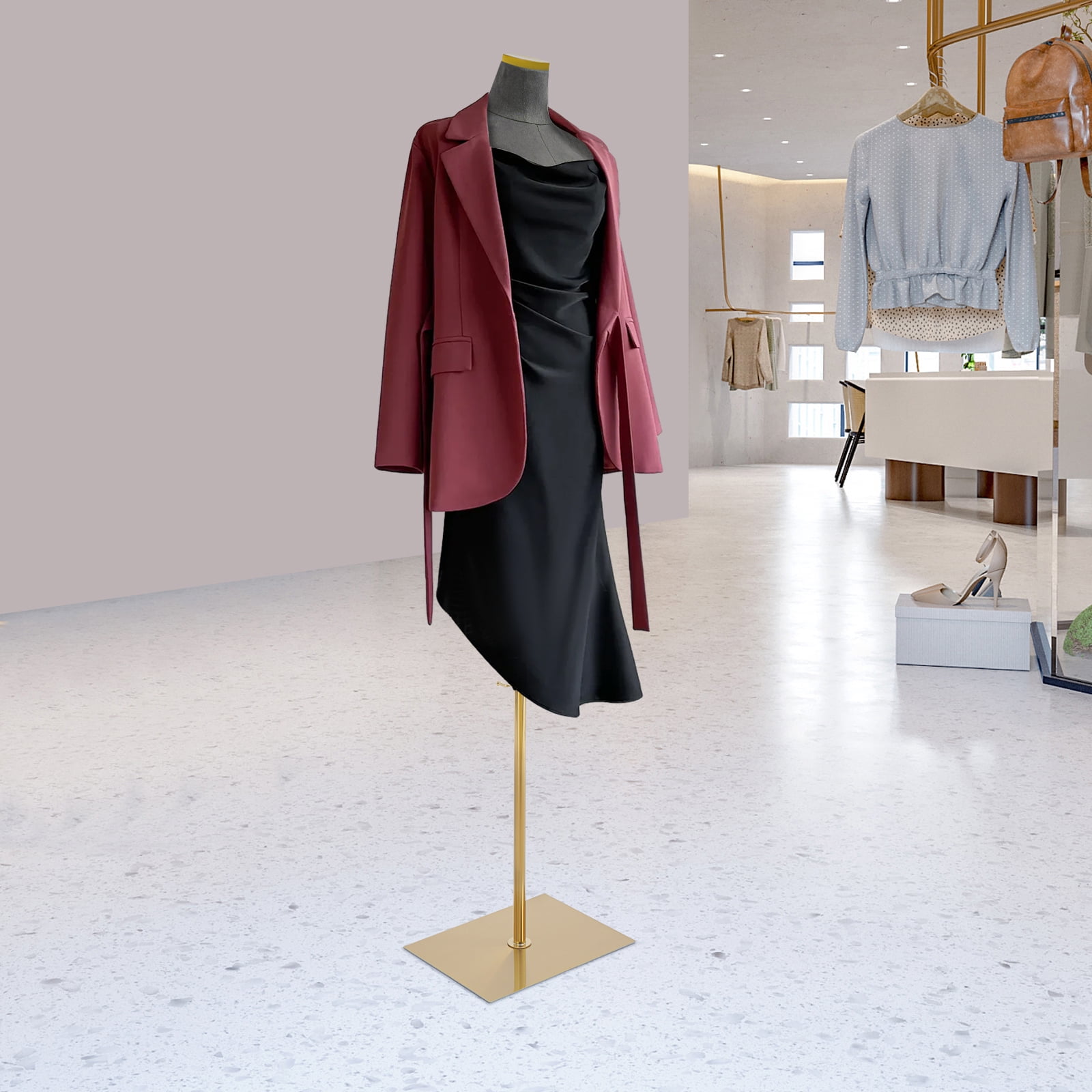 1 PCS Grey Female Mannequin Model with Stand, Half-length Model, Mannequin Dress Form, Total Adjustable Height: 150-210cm/59.06-82.68 in